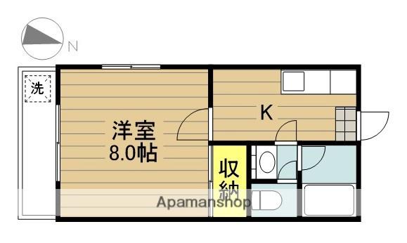 トヤマハイツⅠ・Ⅱ(1K/1階)の間取り写真