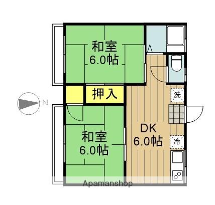 永八荘(2DK/2階)の間取り写真
