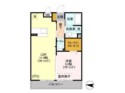 VILLA GARLAND COURT(1LDK/1階)の間取り写真