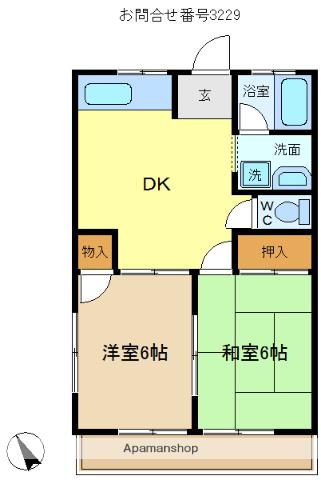 ルイコテサシ(2DK/2階)の間取り写真