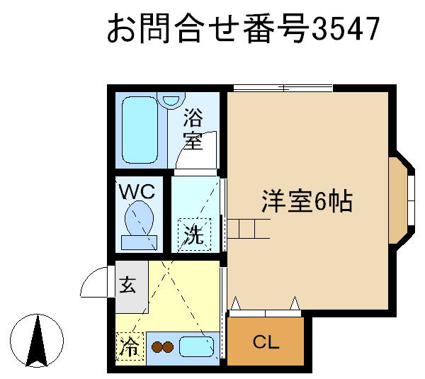 Sコート小手指(1K/1階)の間取り写真