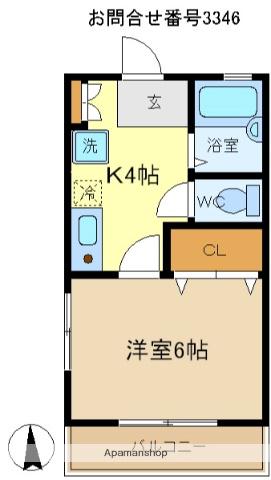 カトル・セゾン(1K/1階)の間取り写真