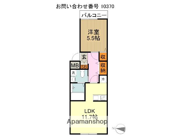 ラックヌーボ(1LDK/2階)の間取り写真