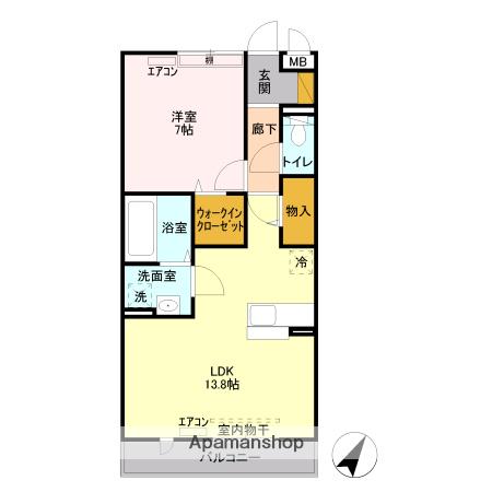 エスポワール神明(1LDK/2階)の間取り写真