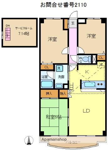 ブライトン所沢(3SLDK/7階)の間取り写真