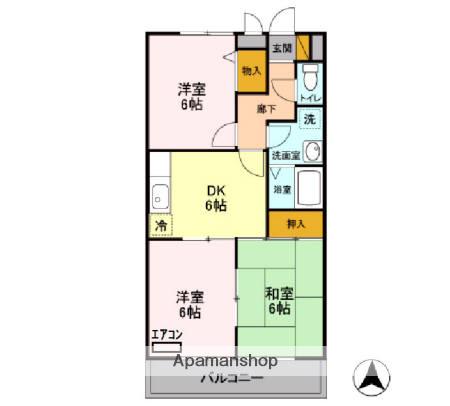 プレヤーデンA棟(3DK/1階)の間取り写真