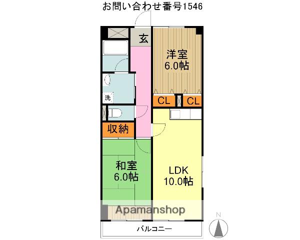 エステート小手指(2LDK/3階)の間取り写真