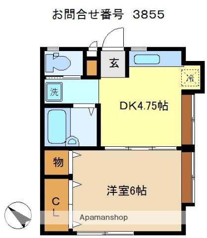 シュロス岸町(1DK/1階)の間取り写真