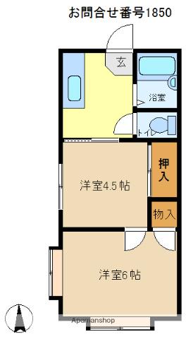 ホワイトハイツ(2K/1階)の間取り写真