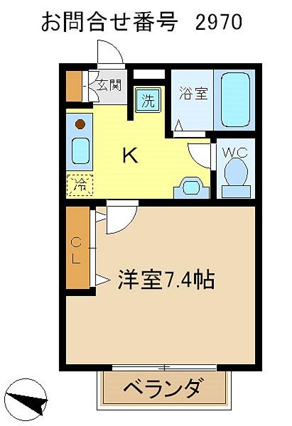 ウィンダム(1K/1階)の間取り写真