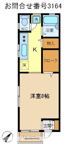 モンアヴィヨン(1K/1階)の間取り写真