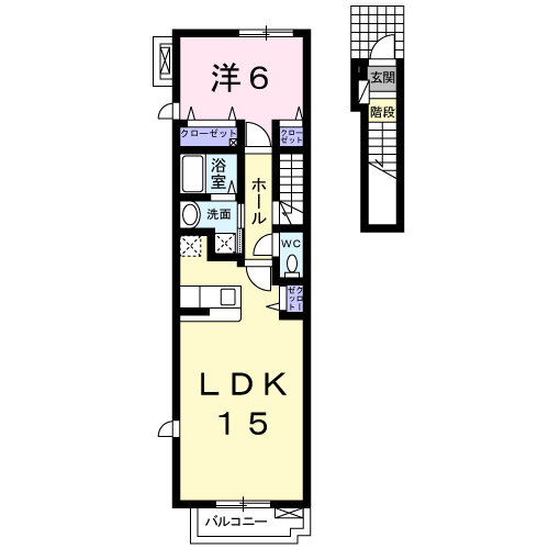 ボニート(1LDK/2階)の間取り写真
