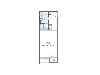 クレイノレインボー上竹Ⅱ(1K/2階)の間取り写真