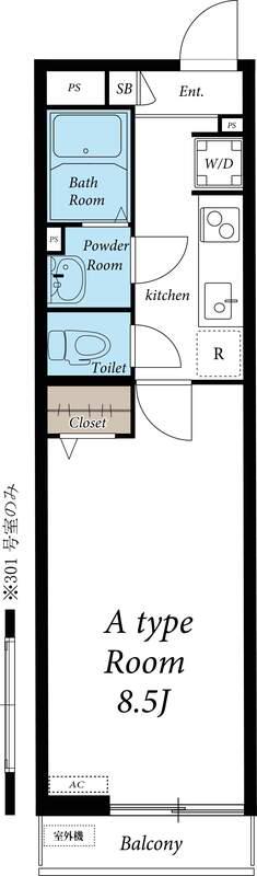 リブリ・コウゲン所沢(1K/2階)の間取り写真