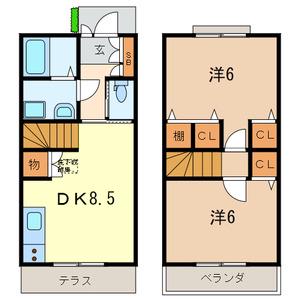ＴＲＩＡＮＯＮーＫＯＴＥＳＡＳＨＩ(2DK)の間取り写真