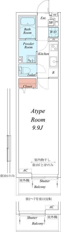 リブリ所沢旭町(1K/1階)の間取り写真