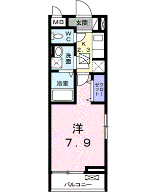 フィレール(1K/1階)の間取り写真