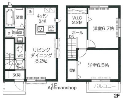 パルセアC棟(2LDK/1階)の間取り写真