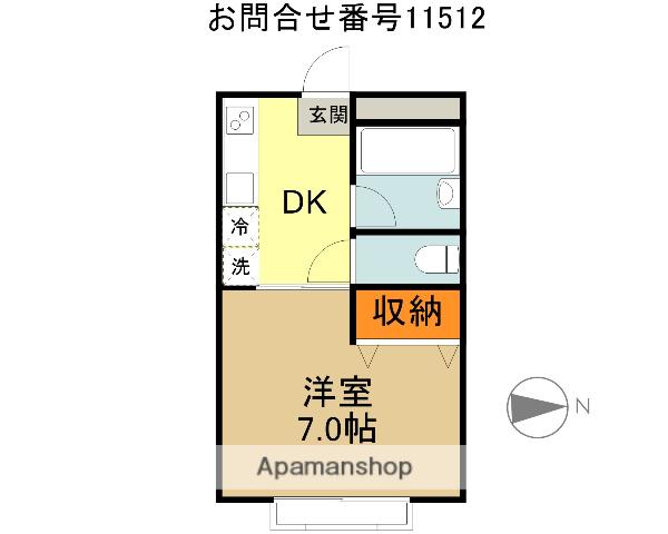 ベルエアガーデン6(1K/2階)の間取り写真