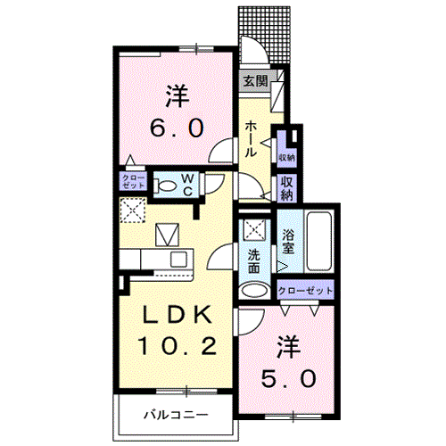 セゾン・オージュ(2LDK/1階)の間取り写真