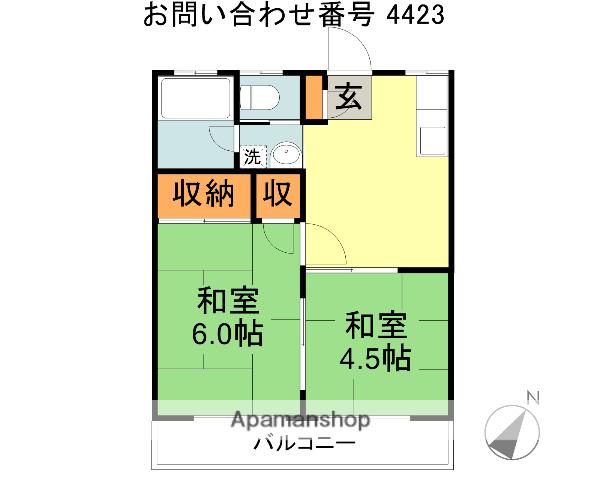 ベルメゾン若狭(2DK/1階)の間取り写真