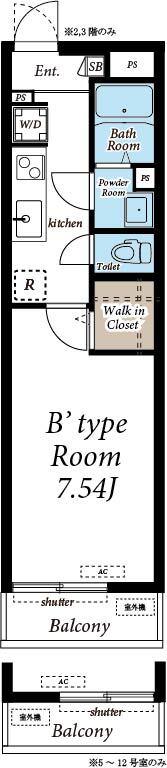 グレイス西所沢2(1K/1階)の間取り写真