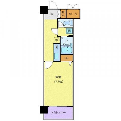 ドミール所沢Ⅱ(1K/6階)の間取り写真