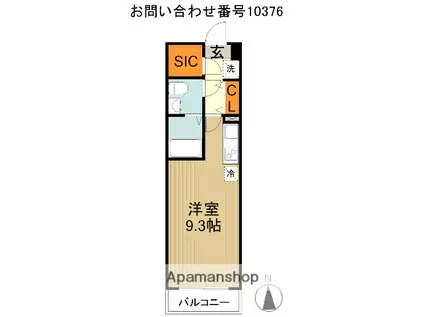 ドミール所沢Ⅴ(1K/2階)の間取り写真