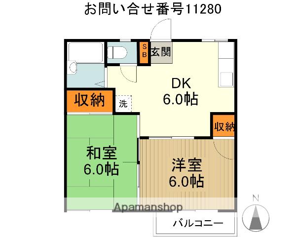 タウニー所沢 Ⅰ(2DK/2階)の間取り写真