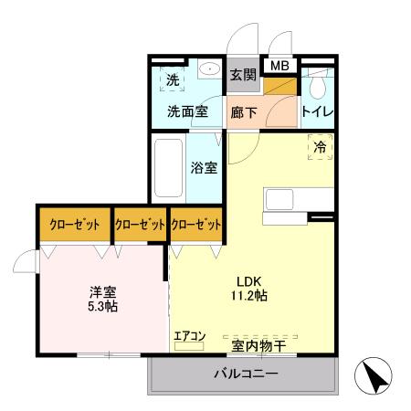 シャトレーウエスト明神(1LDK/2階)の間取り写真