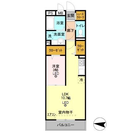 クイーン・ヒルズ(1LDK/3階)の間取り写真