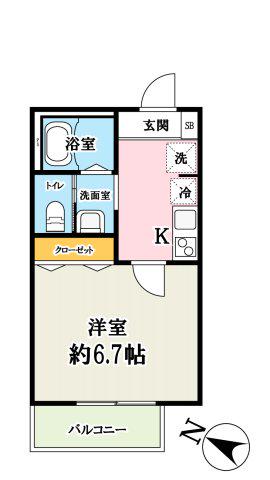 キャメル所沢4(1K/1階)の間取り写真