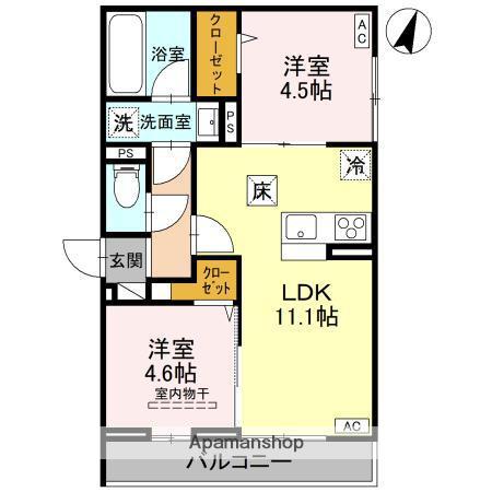 D-SERENO緑町(2LDK/1階)の間取り写真