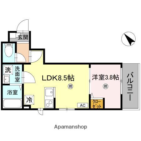 ルミナス所沢(1LDK/3階)の間取り写真