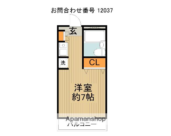 ドミトリー三笠(ワンルーム/2階)の間取り写真