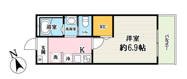 キャメル所沢狭山ヶ丘3B(1K/2階)の間取り写真