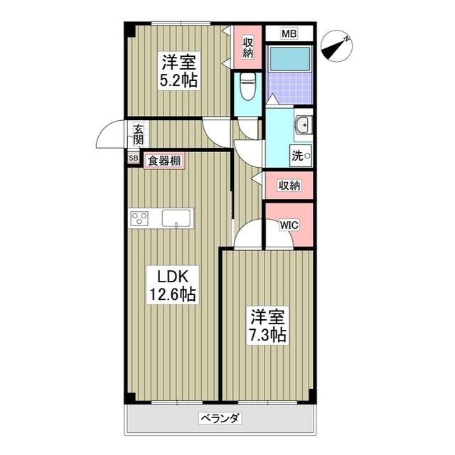 グランドマンション(2LDK/3階)の間取り写真