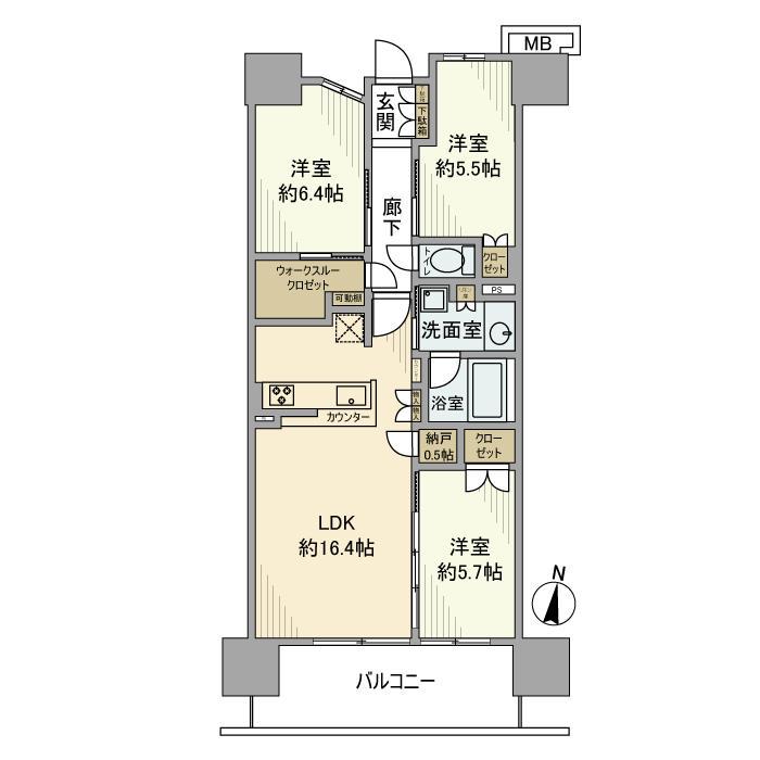 インプレスト所沢(3LDK/10階)の間取り写真