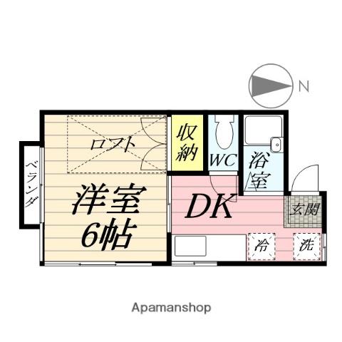 トレス所沢A(1DK/2階)の間取り写真
