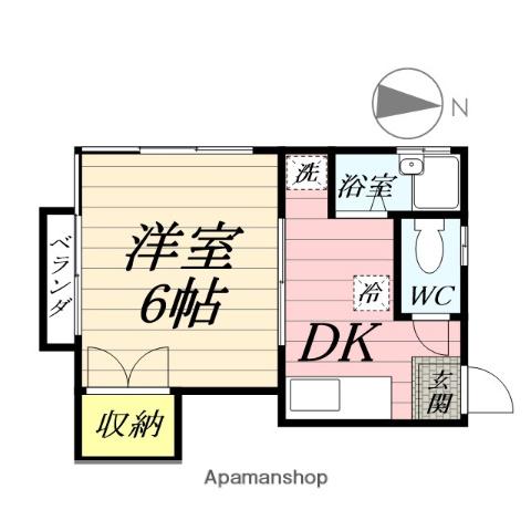 トレス所沢B(1DK/2階)の間取り写真