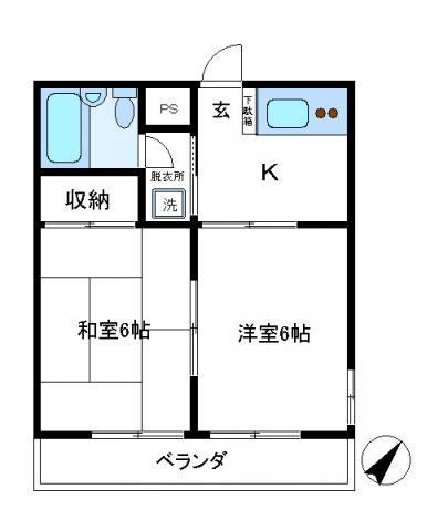 レコルテ西所沢(2K/2階)の間取り写真