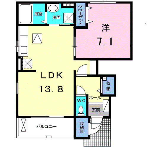 ボナールⅡ(1LDK/1階)の間取り写真