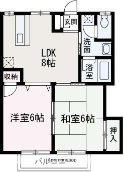 サンプラザA棟(2DK/2階)の間取り写真