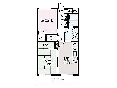 ヴィラ・セブン(2DK/1階)の間取り写真