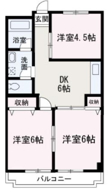 並木グリーンハイツ(3DK/2階)の間取り写真