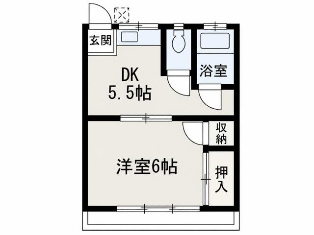 万宝荘(1K/1階)の間取り写真