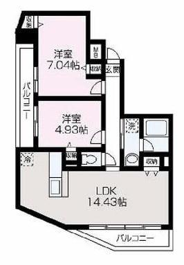アイエステート(2LDK/12階)の間取り写真