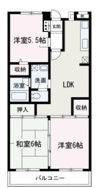 プレミール(3DK/2階)の間取り写真