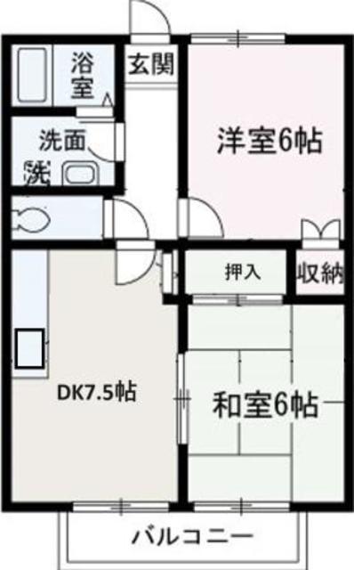 グッドライトタウンA棟(2DK/2階)の間取り写真