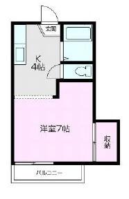 ローレルハウス(1K/1階)の間取り写真